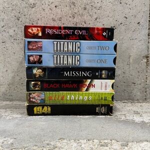 VHS Movie Bundle Titanic Resident Evil Black Hawk Down